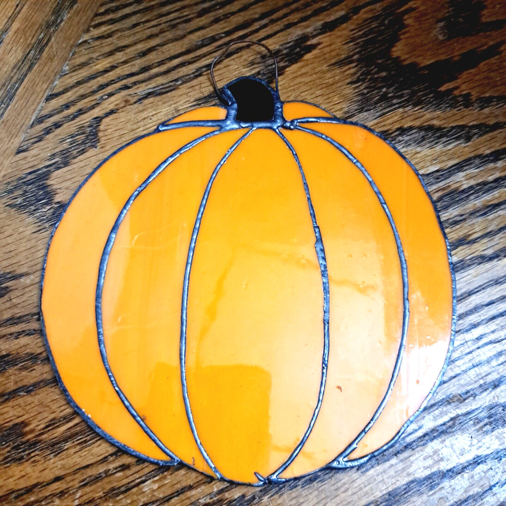 Stained/Slag Glass Pumpkin Window Catcher 6''
