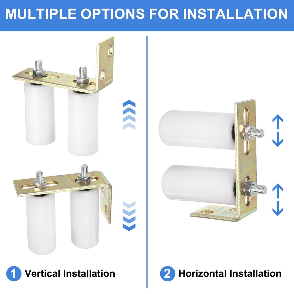 2Set Slide Gate Guide Roller, 5" Nylon Gate Support Rollers with Bracket, White