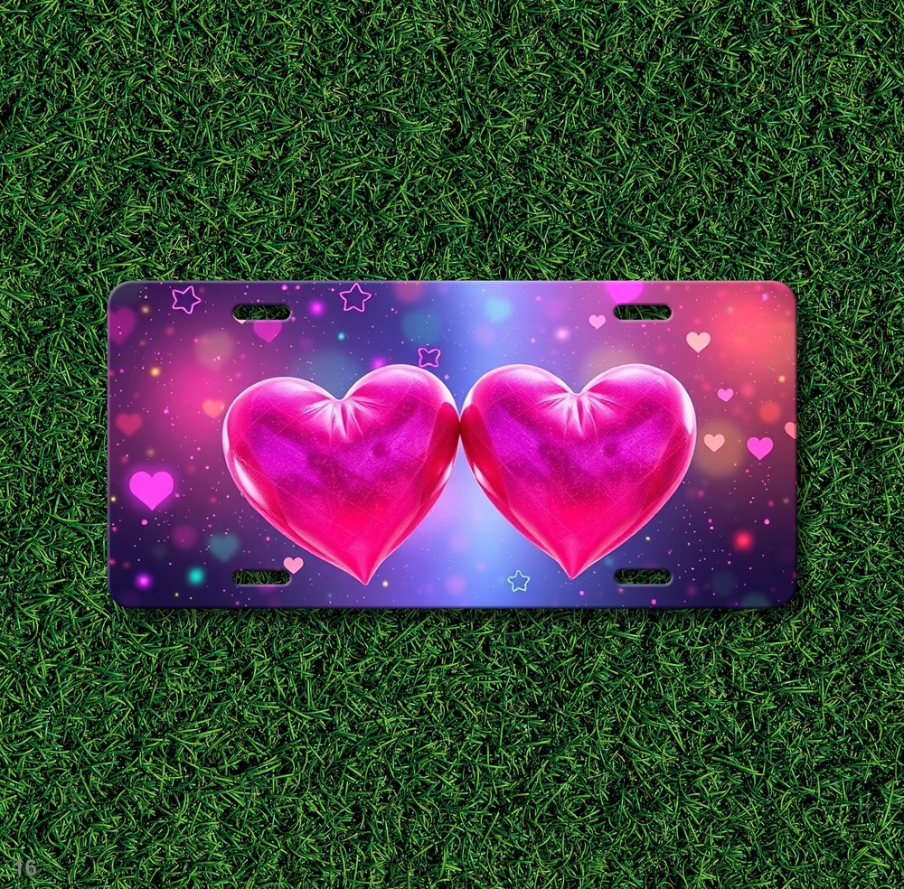 Stylish Hearts License Plate Customizable Front Plate Gift Idea