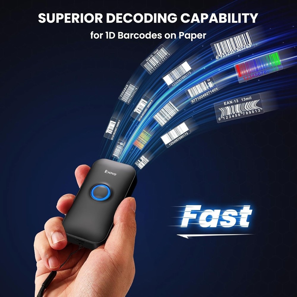 Rechargeable Mini Barcode Scanner - 3-in-1 Bluetooth, USB & 2.4G Connectivity!