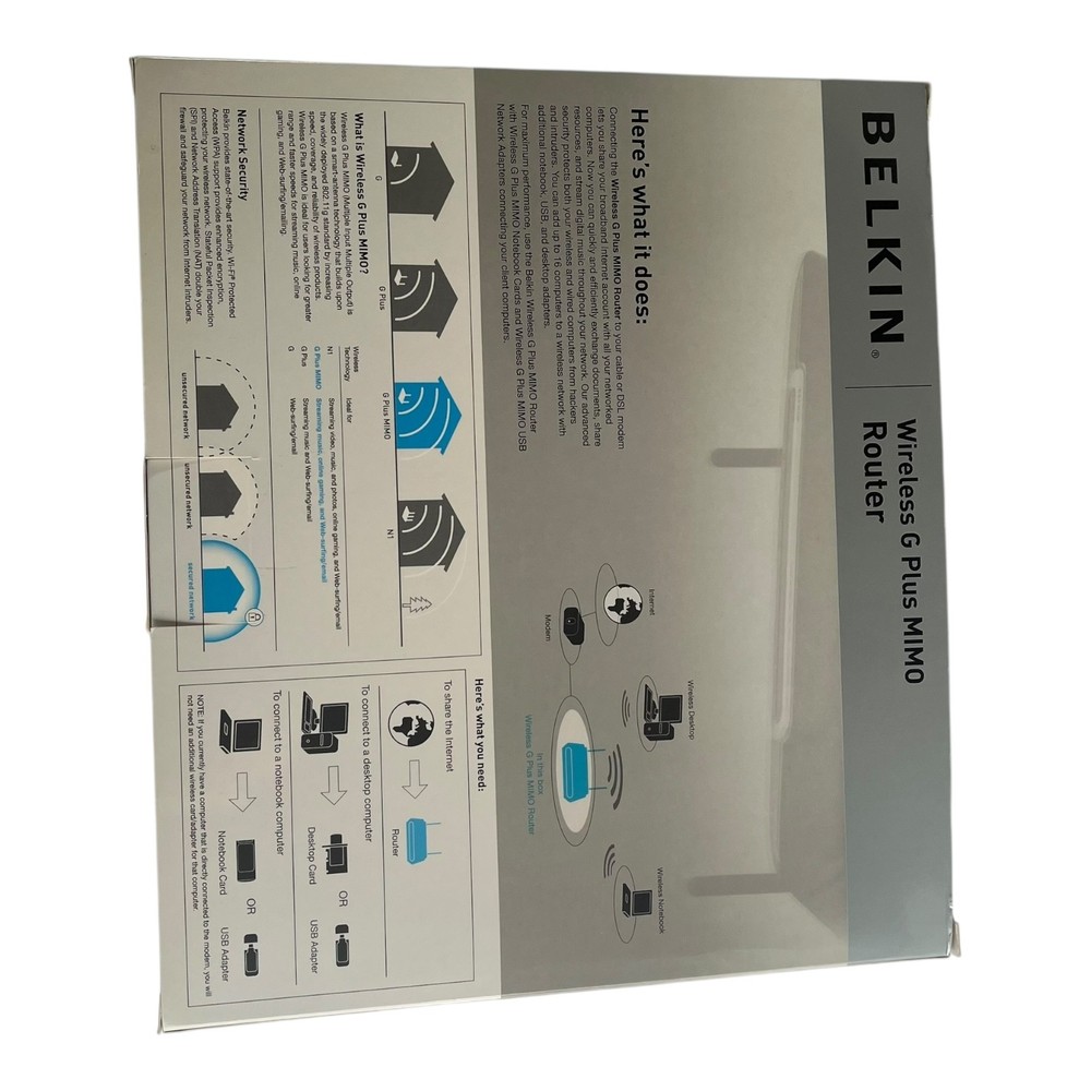 Belkin Wireless G Plus MIMO Router New