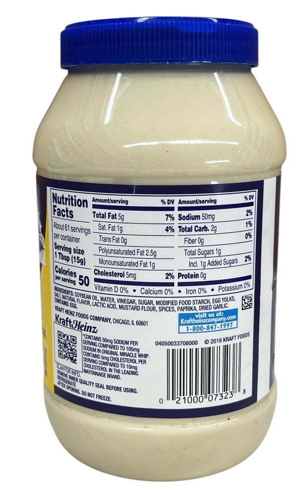 Kraft Miracle Whip 50% Less Sodium & Cholesterol Dressing 30 oz