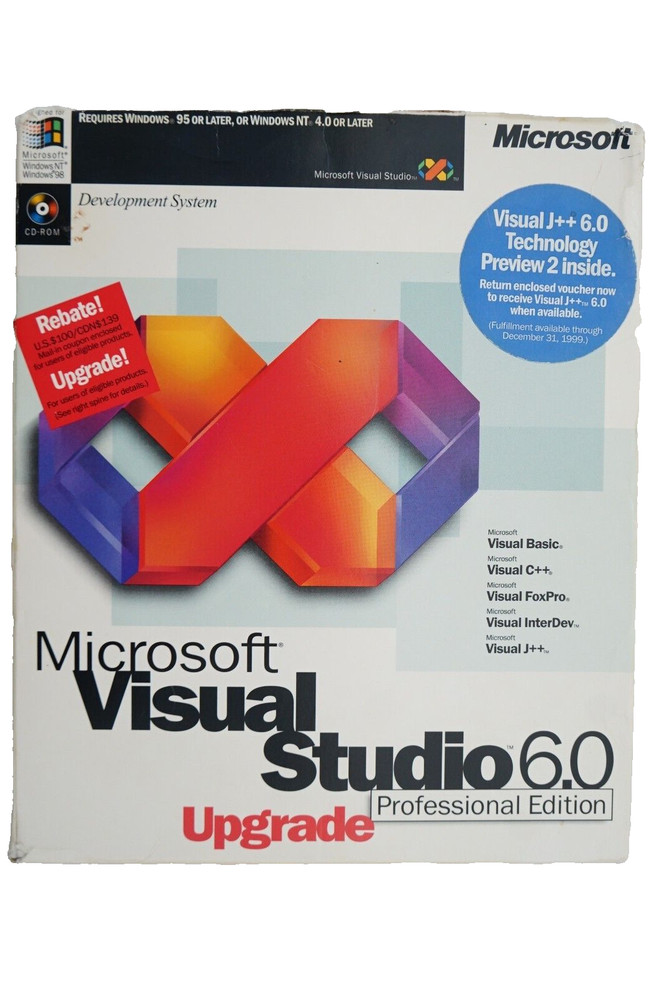 Microsoft Visual Studio Professional 6.0 UPGRADE or FULL VERSION WIN 95 thru 11