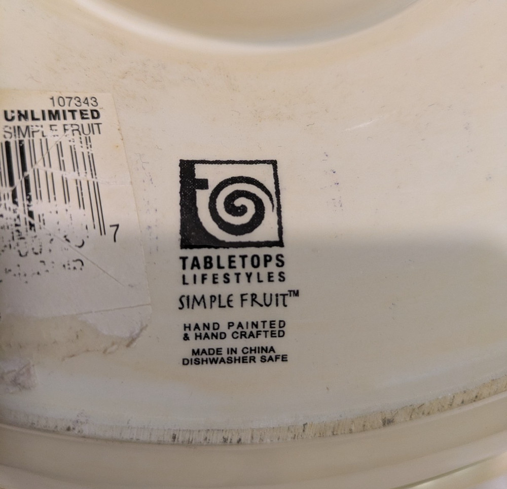 Tabletops Unlimited "Simple Fruit" Ceramic Fruit & Dip Platter Bowl Tray 13"