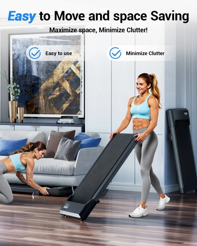Foldable Under Desk Treadmill 2.5HP Walking Pad 300LBS LED Remote Quiet