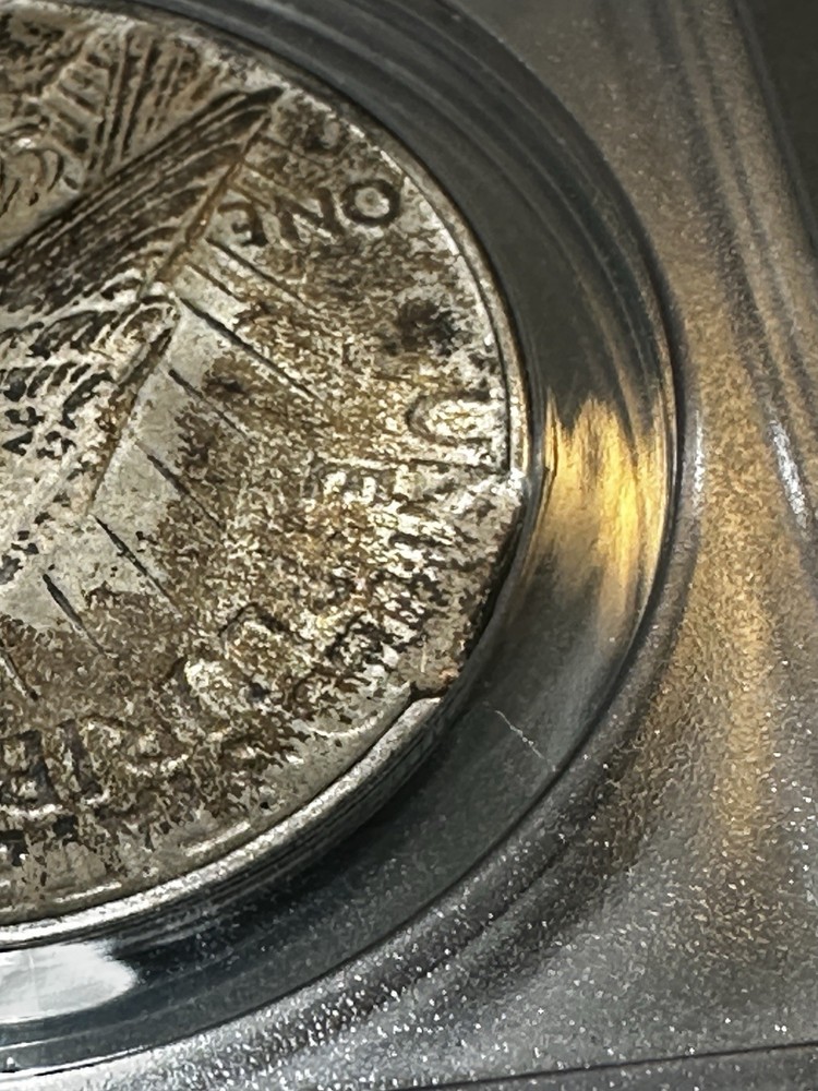 MINT ERROR AU55 1925 Peace Silver Dollar Curved Clip ANACS