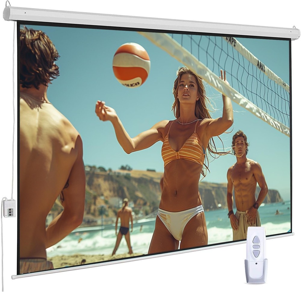 94" Motorized Projector Screen, Electric 4:3 Projector Screen with Remote Con...