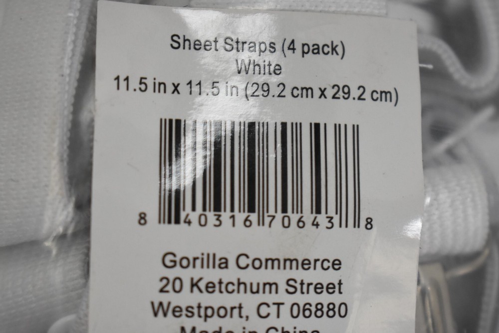 Gorilla Grip Bed Sheet Straps Adjustable Elastic Fasteners w. Metal Clips 4 Pack