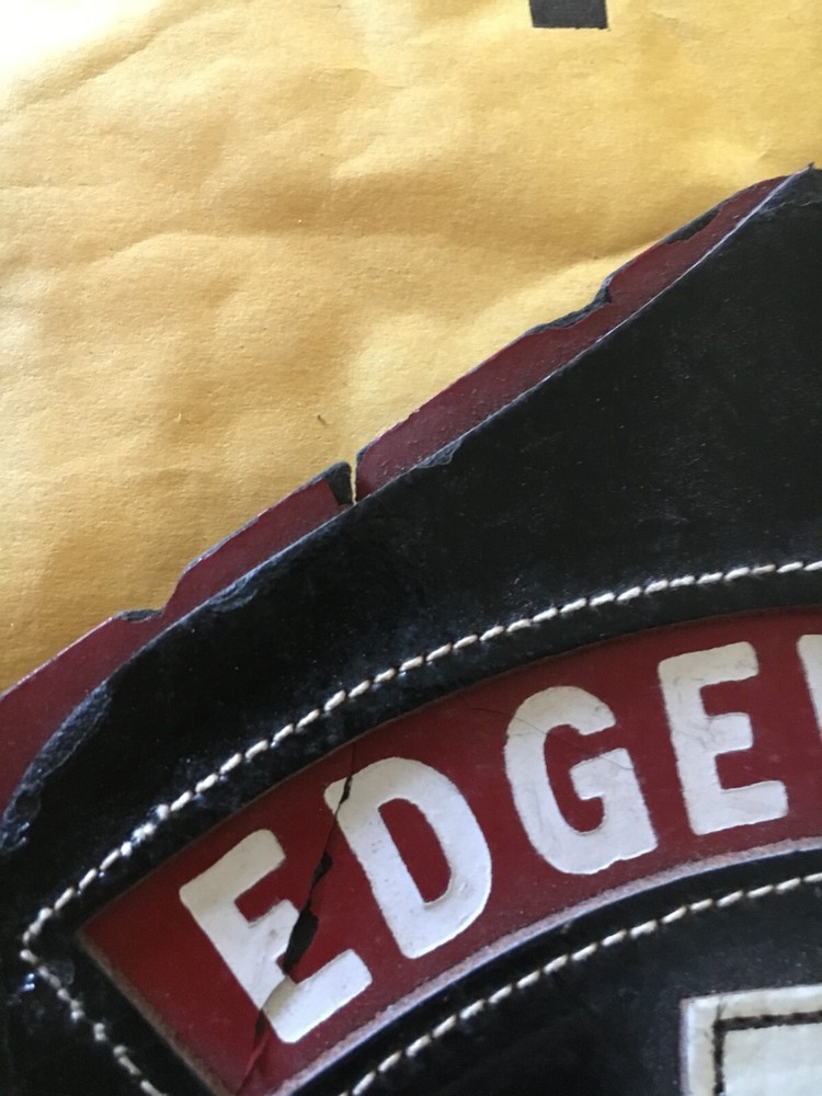 engine 1 Edgewater Fire Department Leather Helmet Front Device