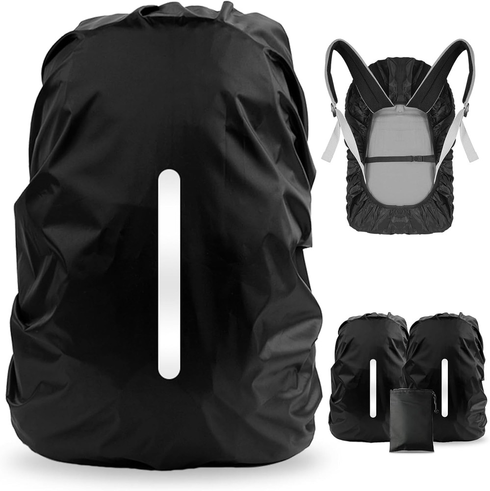 2 Pack Waterproof Rain Cover for Backpack, Reflective Rainproof Protector for An