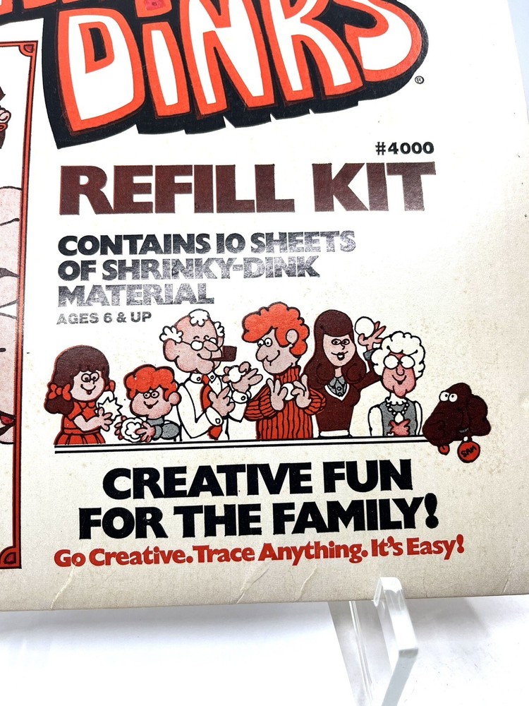 Vtg 1974 SHRINKY DINKS Refill Kit ONLY 5 Plastic SHEETS Left-Pattern Ideas Book