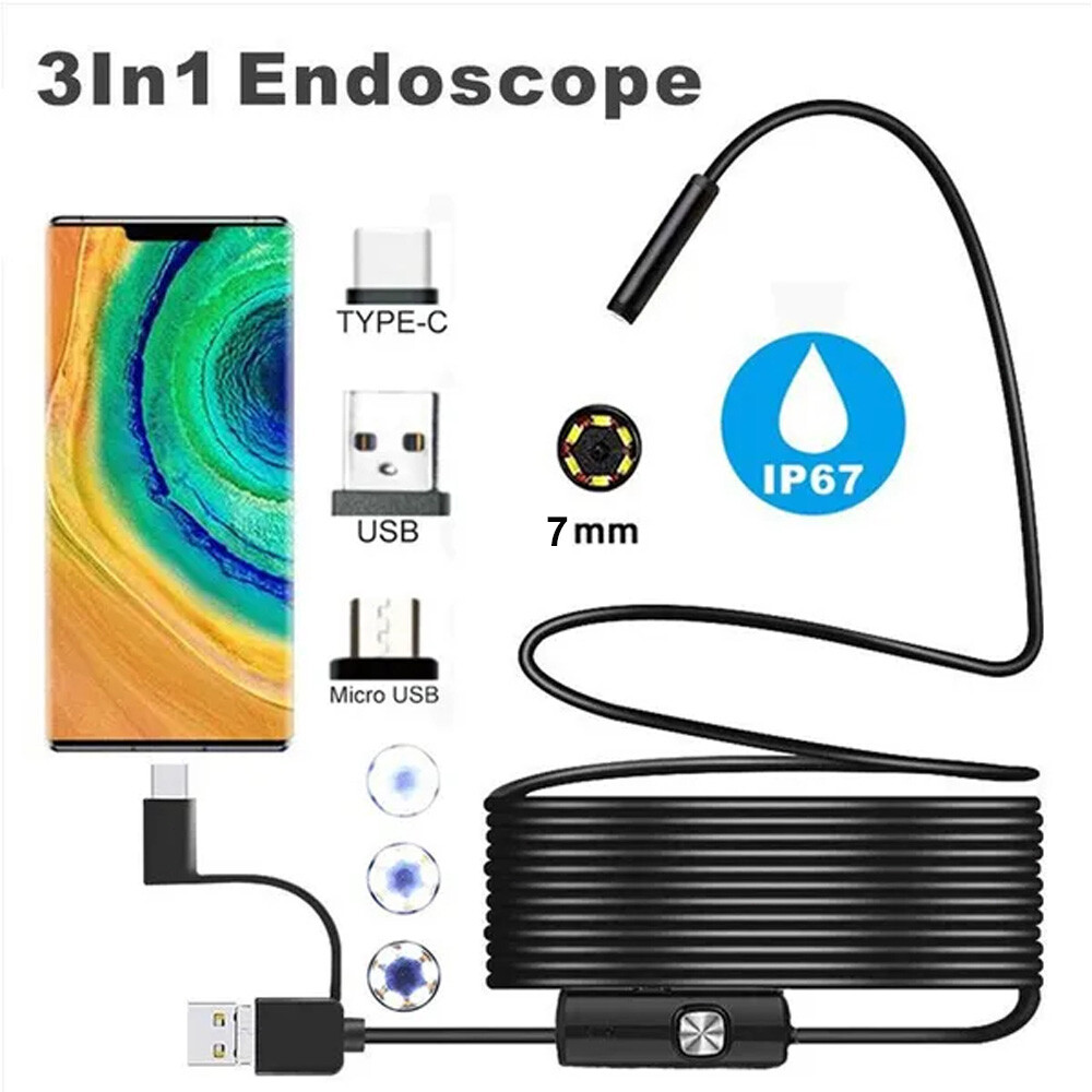 6LED USB Snake Endoscope Borescope Inspection Camera Scope for Android Type C