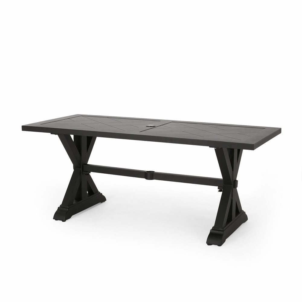 Outdoor Aluminum Dining Table, Antique Black
