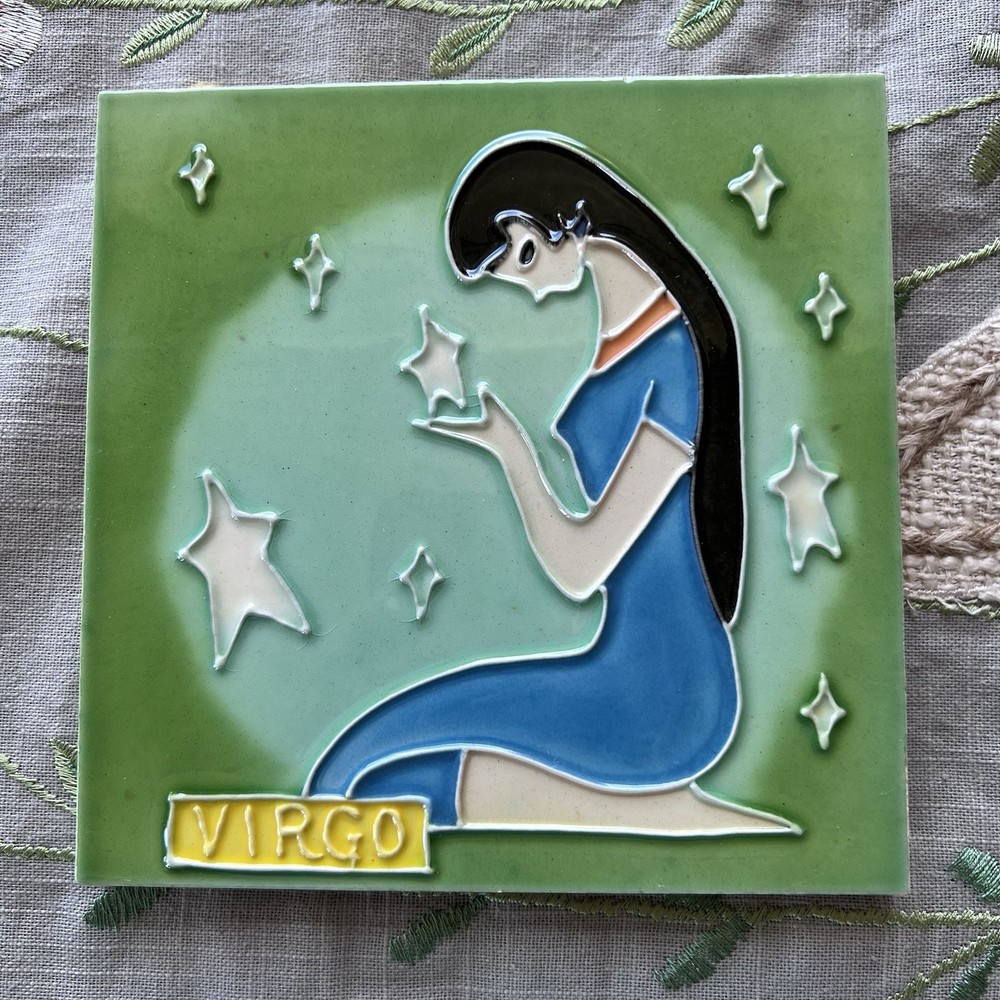 Green Astrological Virgo Ceramic Tile