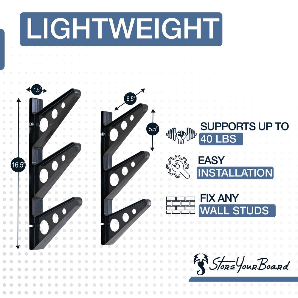 Longboard Wall Rack, Triple Longboard Storage