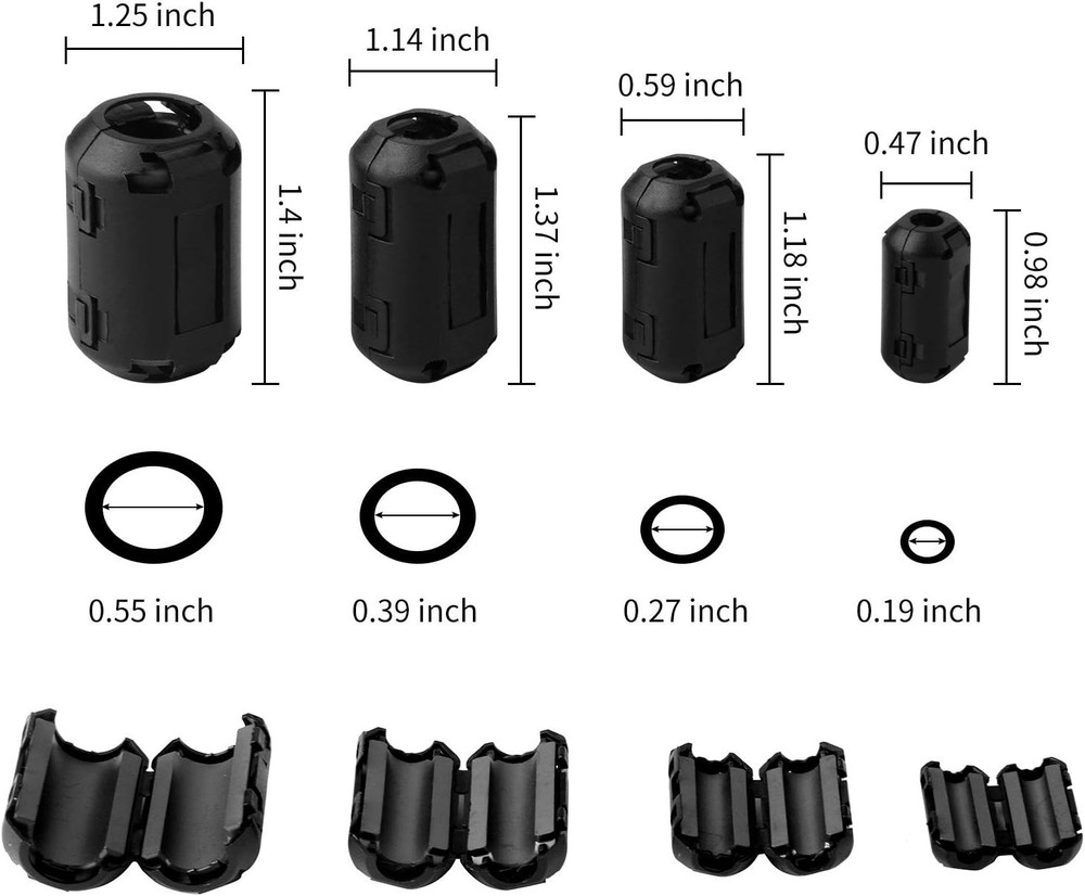 EMI Noise Suppressor, Ferrite Ring Core, 20pk