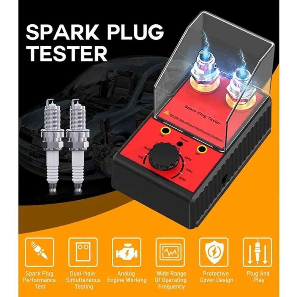Spark Plug Tester Dual Hole Diagnostic Tool 12V Gasoline Ignition Plug Analyzer