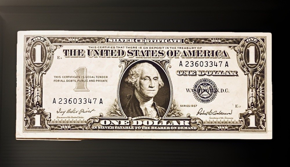 1957 $1 Silver Certificate Uncirculated. Alignment Error!