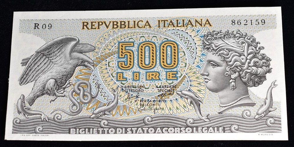 1966 Italy 500 Lire Banknote - CAT $40 #93A - UNC