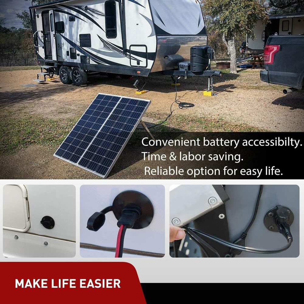 2 Pack - SAE Power Socket Sidewall Port, Weatherproof SAE Quick Connect Solar