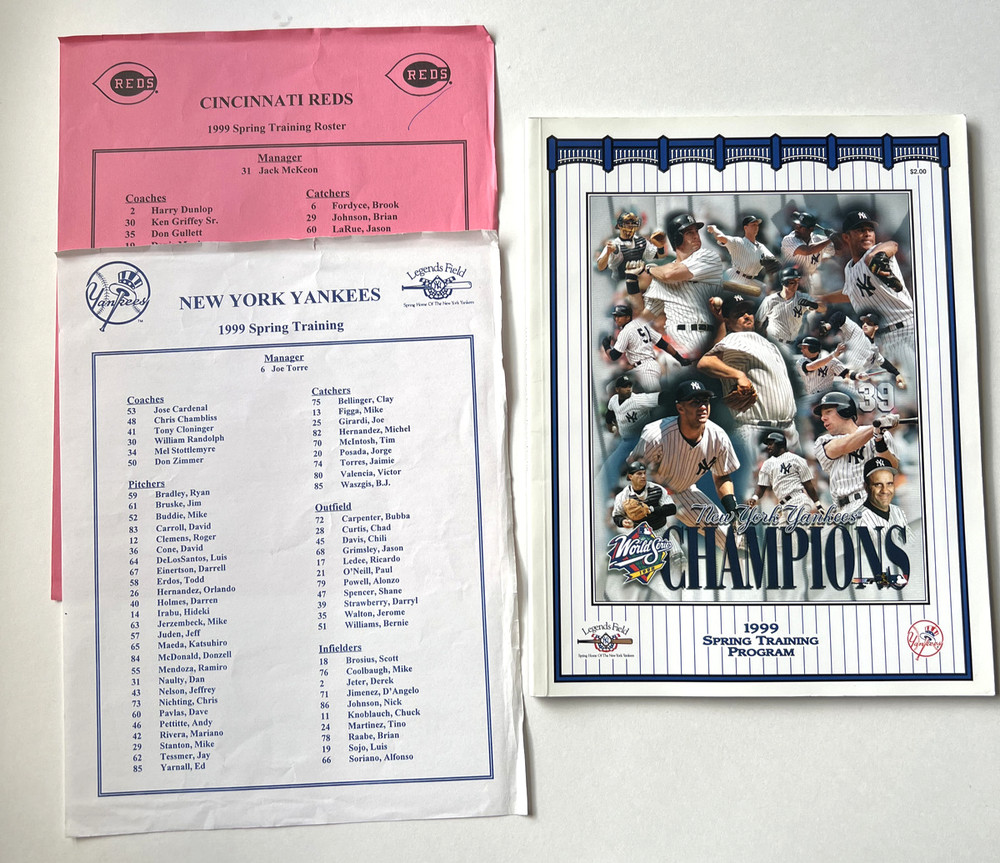 Vintage 1999 Yankees Spring Training Program - World Champions Cover, Nice