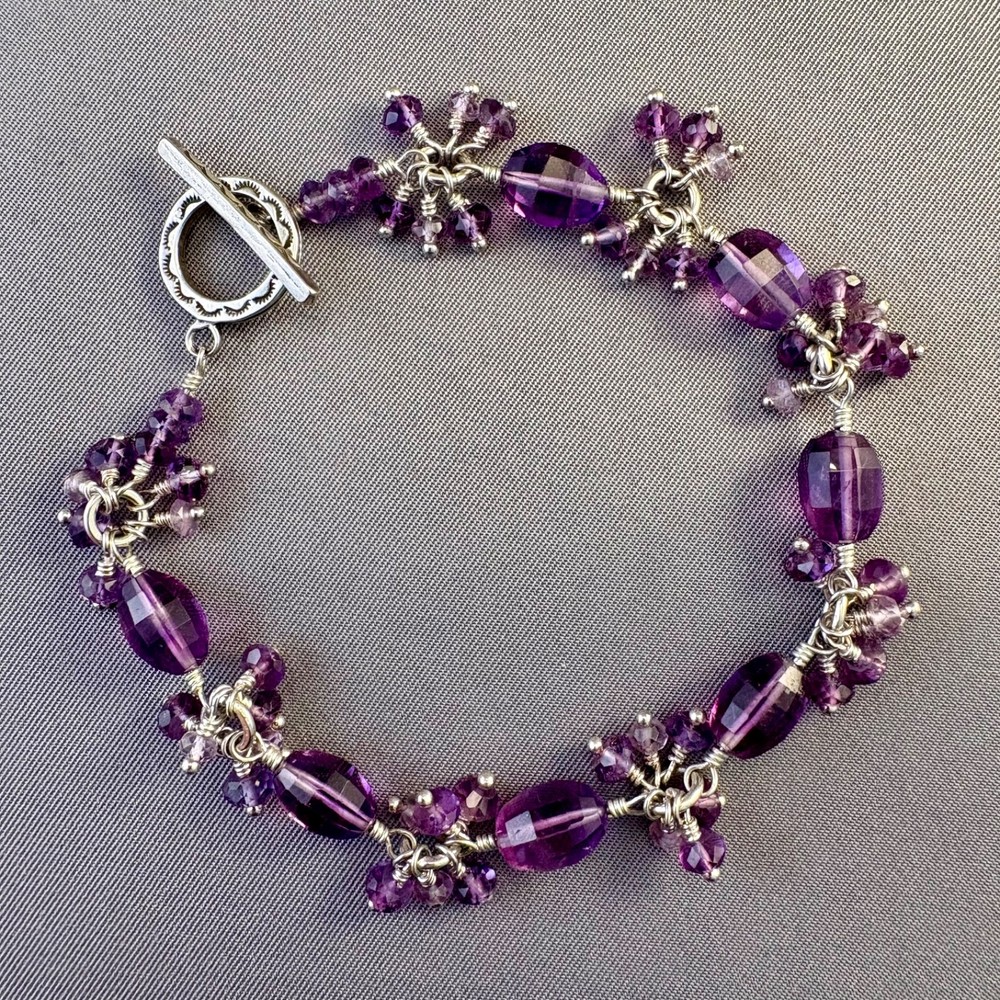 NWT Amethyst Wire Wrapped Bracelet Artisan Made