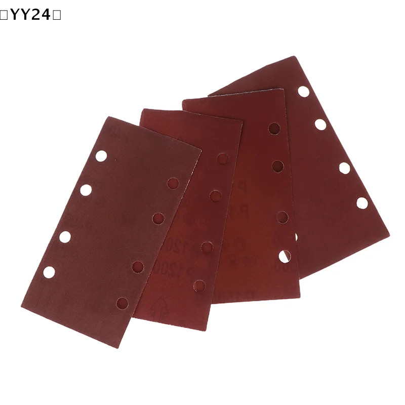 〔YY24〕10pcs 8-Hole Rectangular Premium Flocked Sandpaper Sheets Self-Adhesive 18