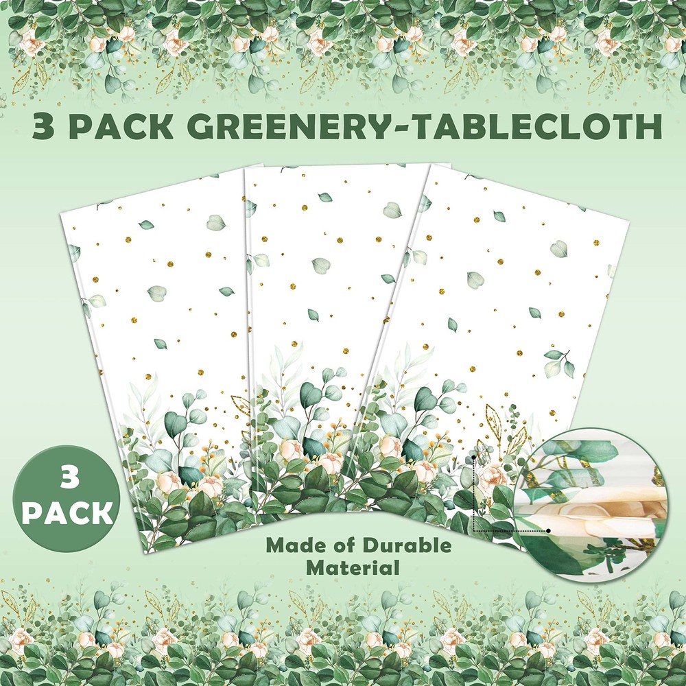 Sage Green Eucalyptus Leaf Tablecloth for 108" x 54" (Rectangular), Greenery