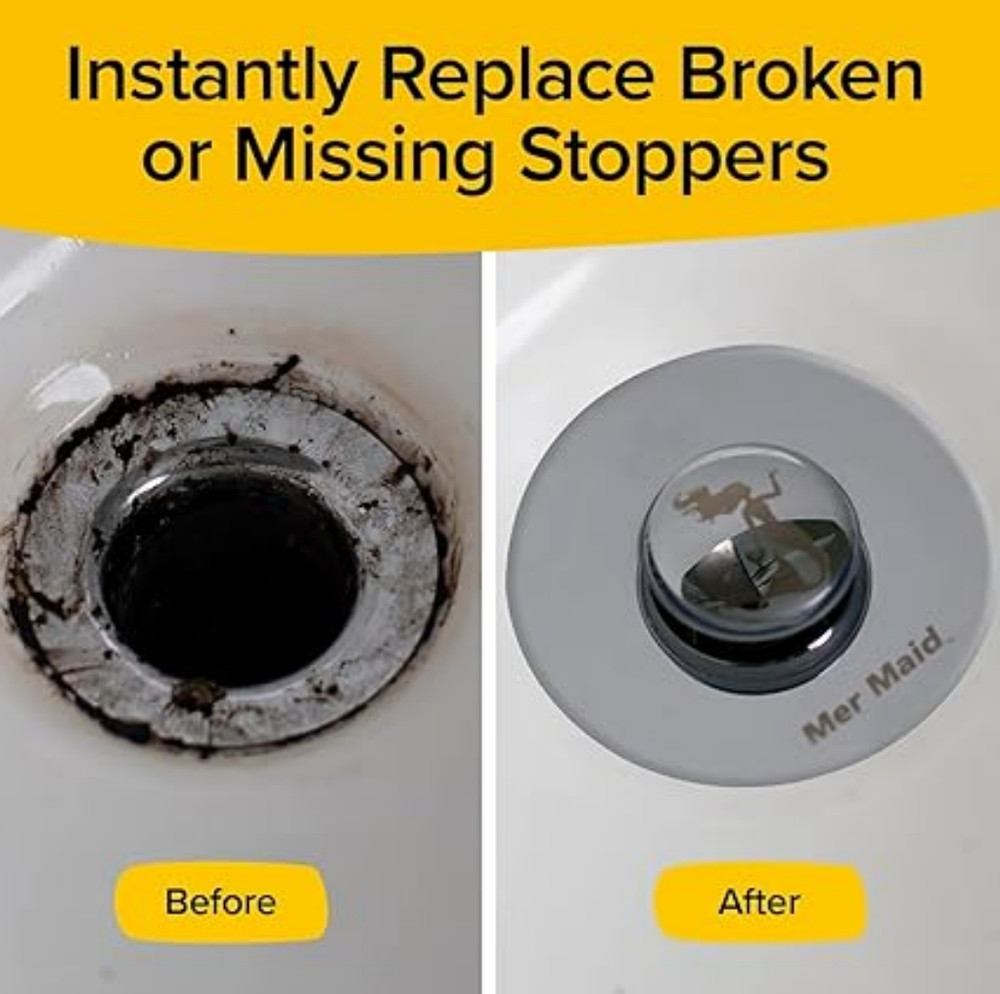 Mer-Maid Drain Magic Universal Sink Stopper Instantly Replace Broken Stoppers