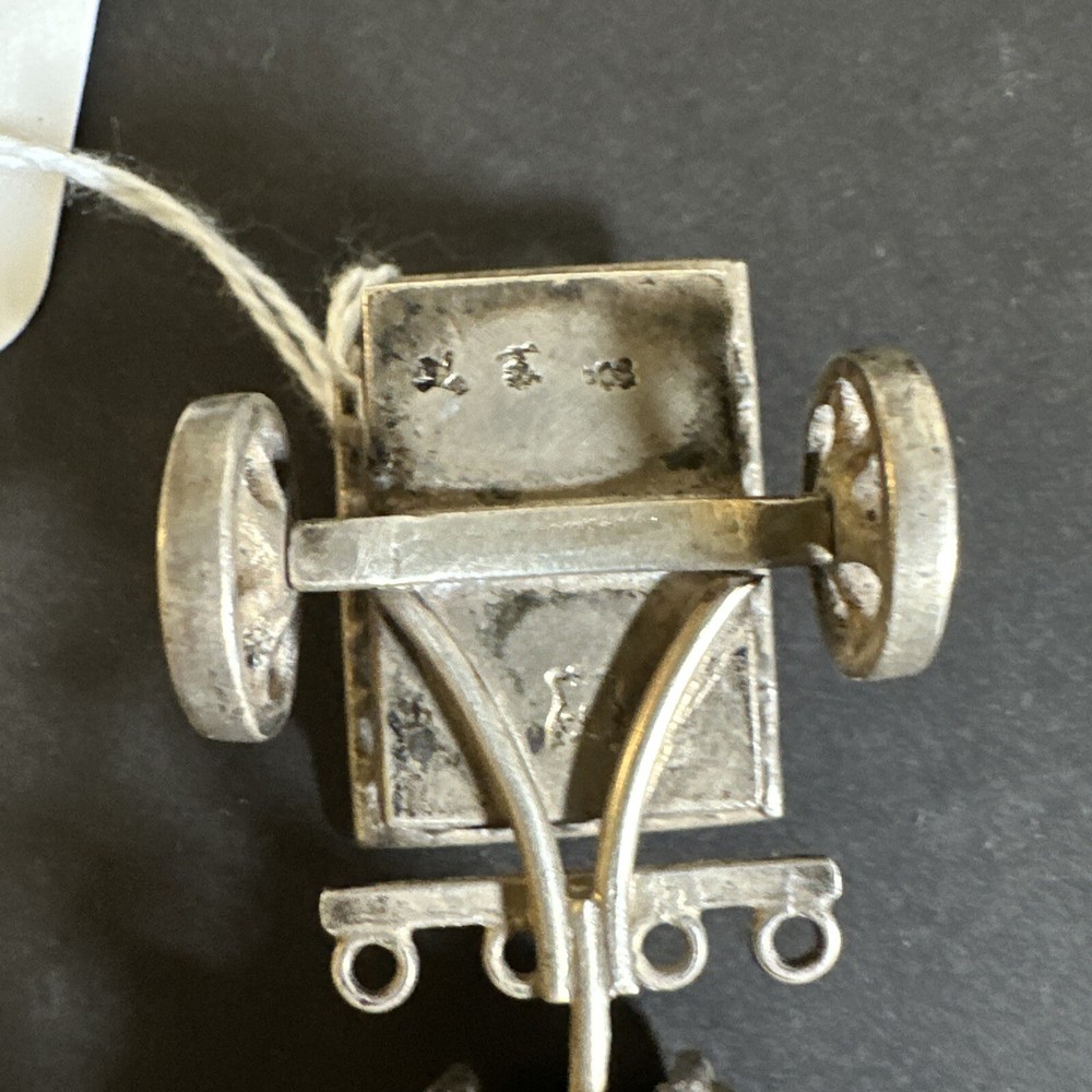 German/Dutch 800 Silver. Two Oxen Pulling A Cart.