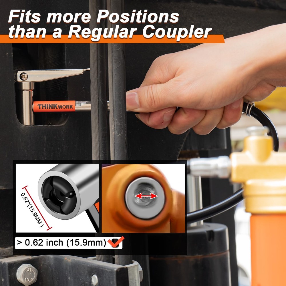 THINKWORK Grease Gun Coupler, 90° Degree Tips