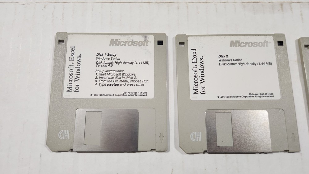 Vintage 3.5" Floppy Disks Microsoft Excel For Windows Disk 1-5