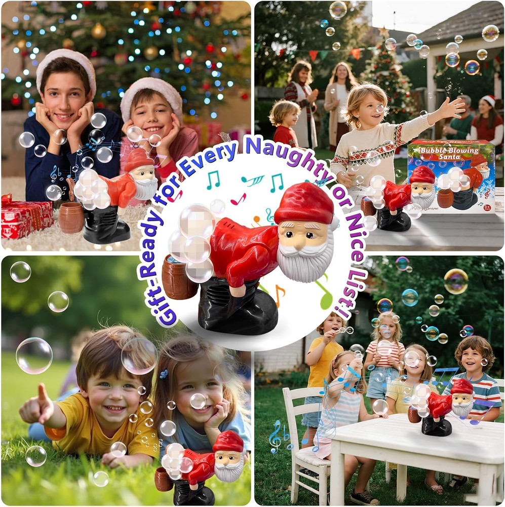 Musical Santa Bubble Blower 2 Pcs Bubble Blowing Santa Bubble Machine with Flash