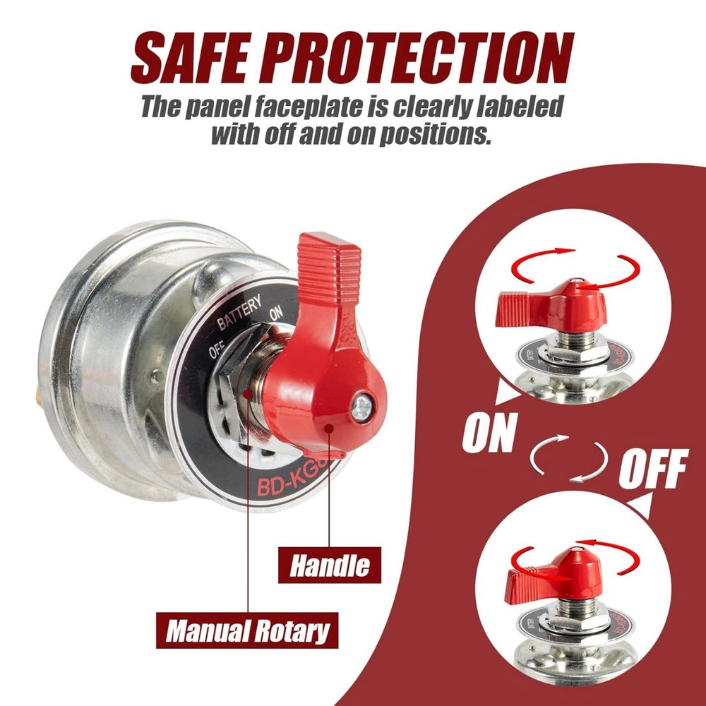 Battery Kill Switch For 12-24V DC Systems With 3/8" Copper Terminal Stud Size