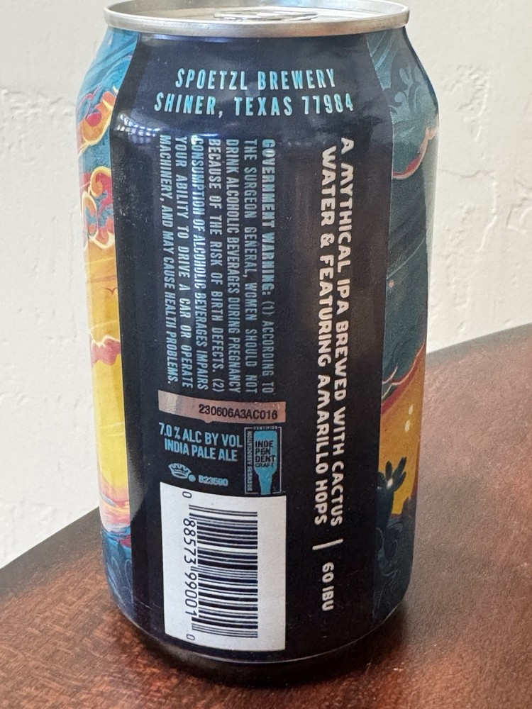 Shiner TexHex Bruja's Brew IPA - Empty Beer Can Bottom Opened