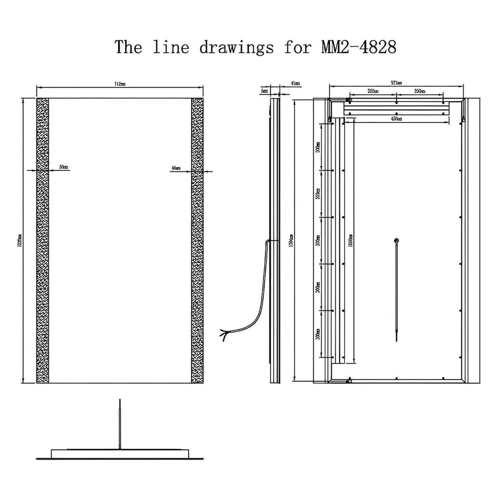 SABINE LED LIGHTED BATHROOM VANITY RECTANGLE MIRROR - 48 x 28