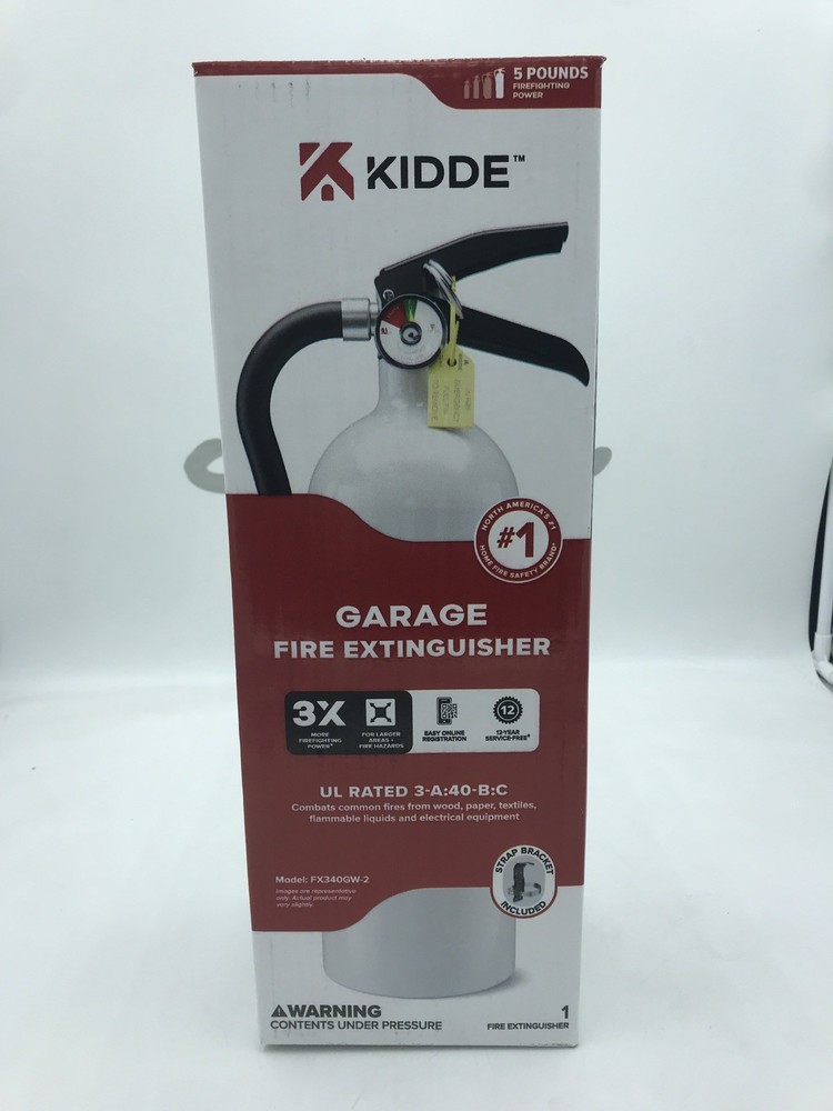 Kidde Garage Workshop Single Use Fire Extinguisher, White FX340GW-2