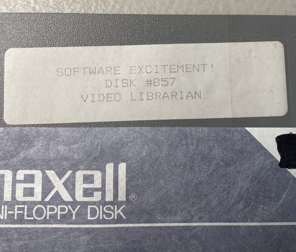 SoFtware Excitement! Disk #857 Video Librarian IBM Tandy 5.25” Vintage