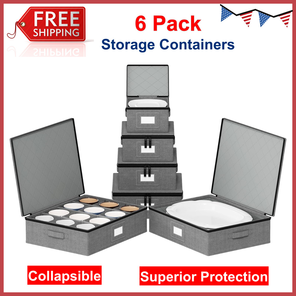 China Storage Containers 6 Pack, Stackable Hard Shell Quilted Cases with Soft