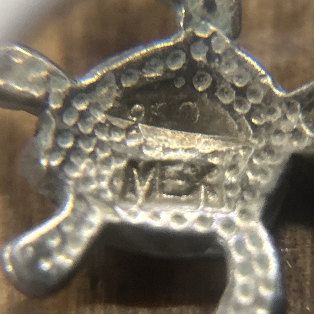 Mexican 950 Silver Turtle Dangle Earrings 2.19 Grams