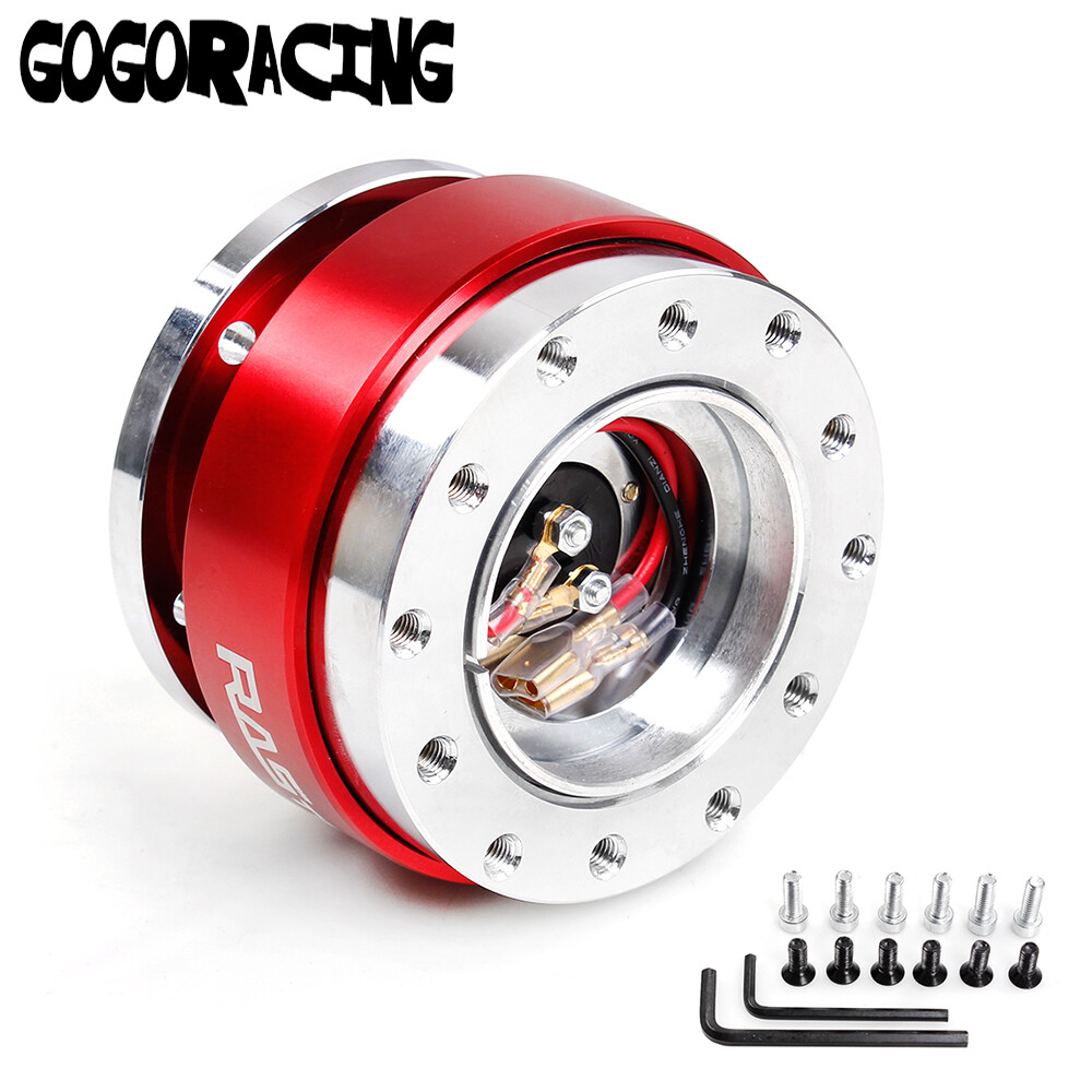 6 Bolt Quick Release Steering Wheel Hub Adapter Snap Off Boss Kit Universal Red