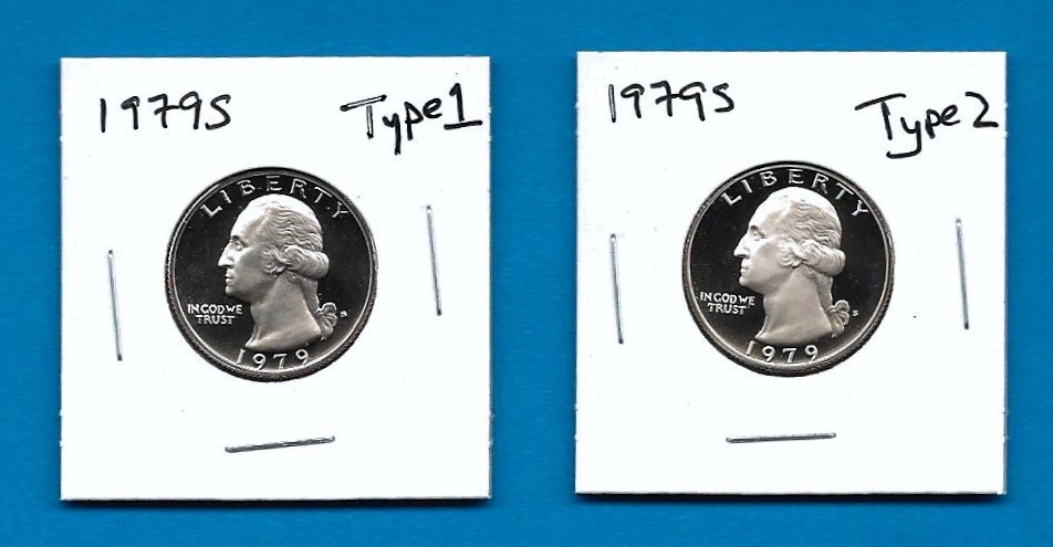 1979 S Proof Type 1  & Type 2 Quarters 2 coins