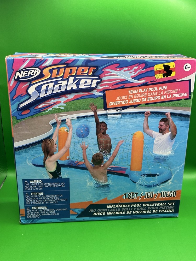 Nerf Super Soaker Pool Volleyball Set Inflatable Pool Float with Net and Ball