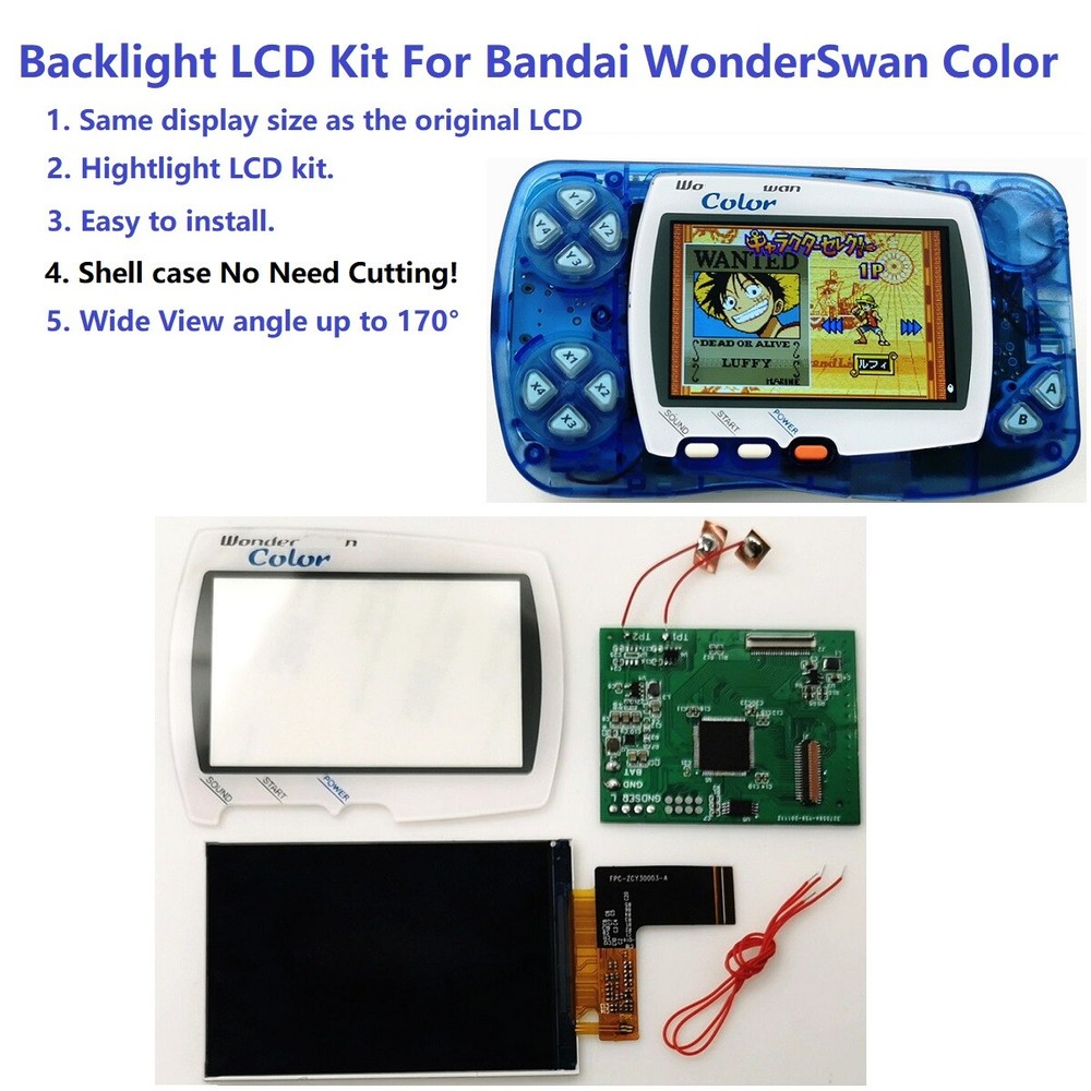 Hightlight IPS Backlight LCD Screen For Bandai WonderSwan Color WSC Game Console