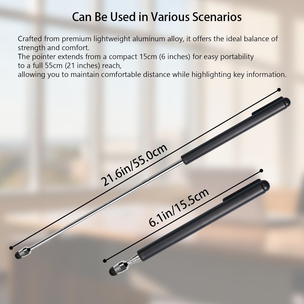Universal Telescopic Stylus Pen for Touch Screens,Retractable Pointer Black-C