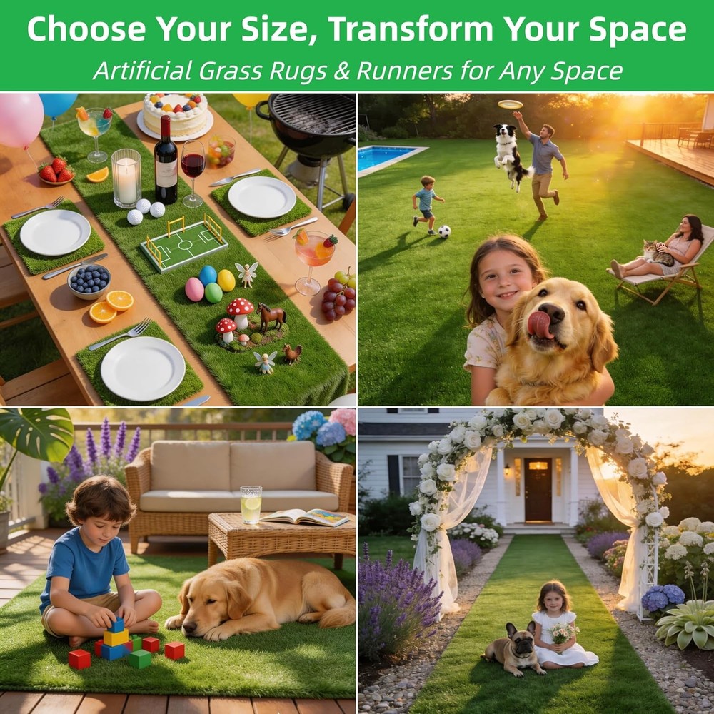 Artificial Grass Table Runner Rug - 1ft x 4ft (0.8" Pile Height)