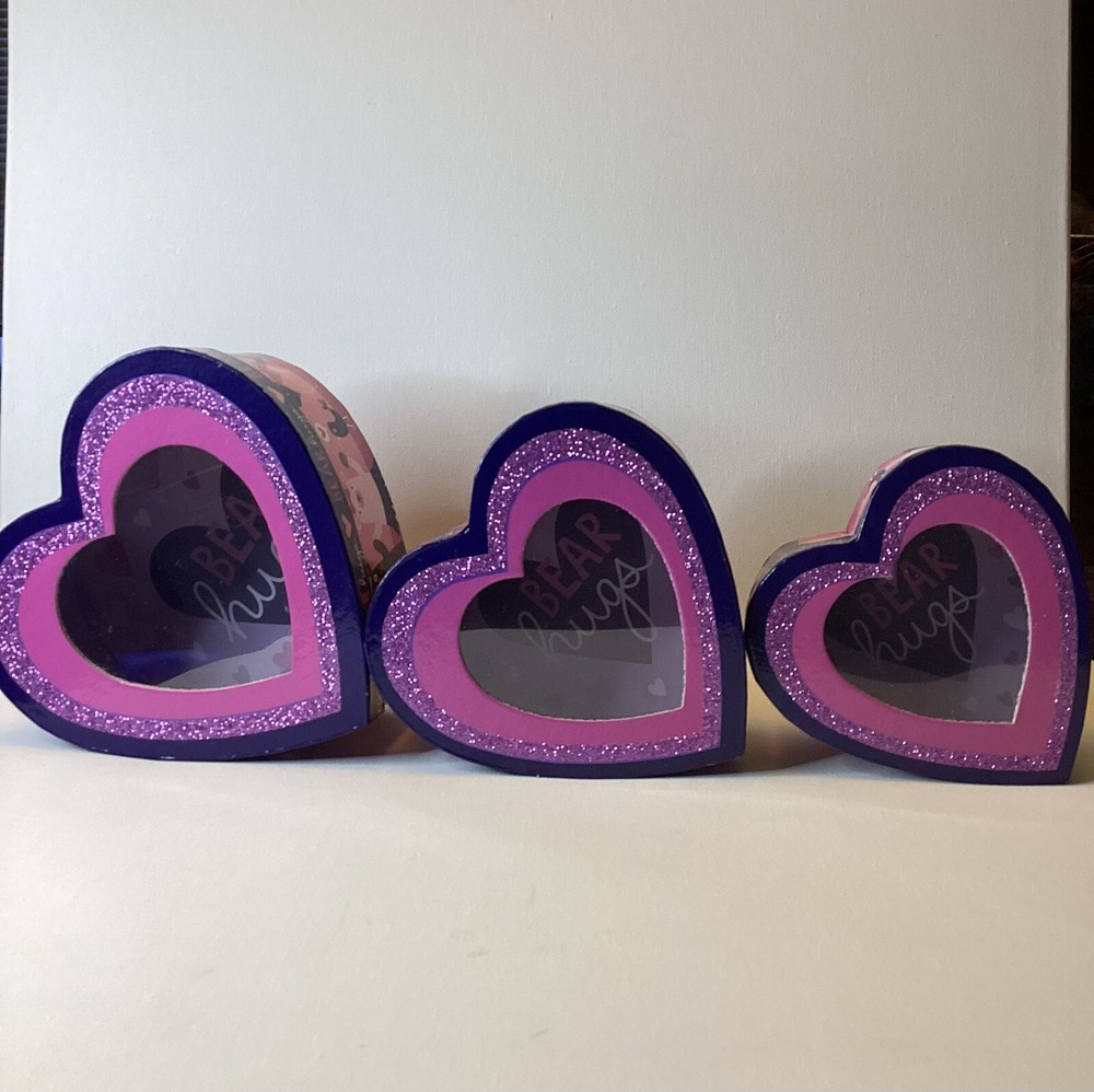 Set Of Three “ BEAR hugs” Valentines Nesting Gift Boxes