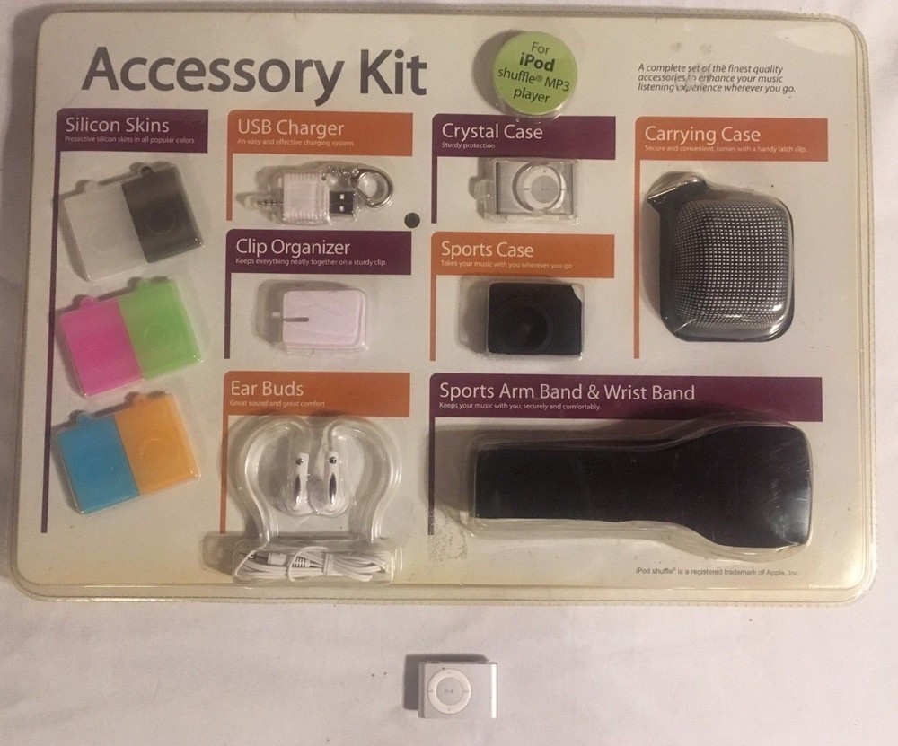 APPLE IPOD 2ND GENERATION SHUFFLE & ACCESSORY KIT CARRY COVERS EXERCISE ARM BAND