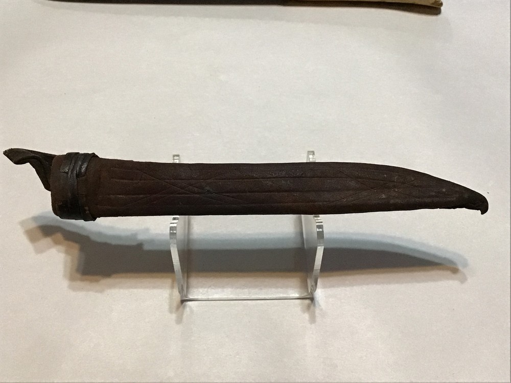 Antique Authentic Creation Dagger Knife Bone Handle Leather Sheath