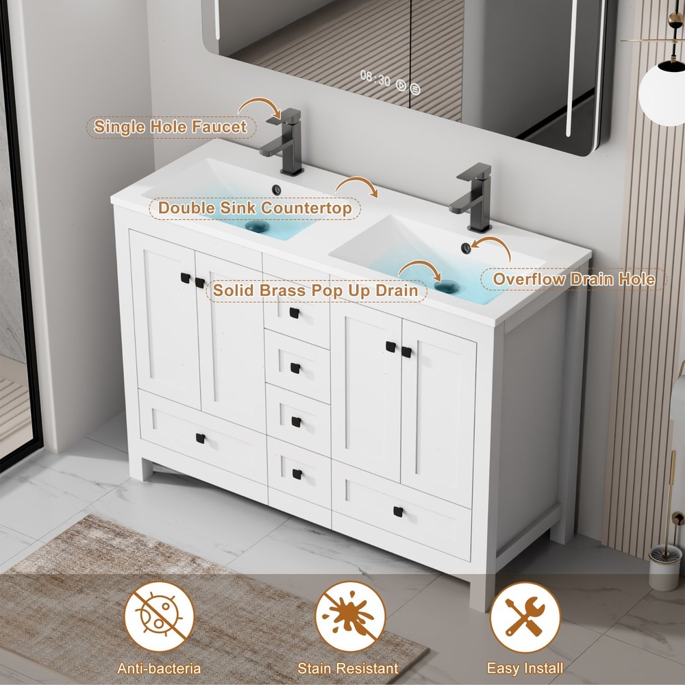 48''/60'' Bathroom Vanity with Resin Sink Top